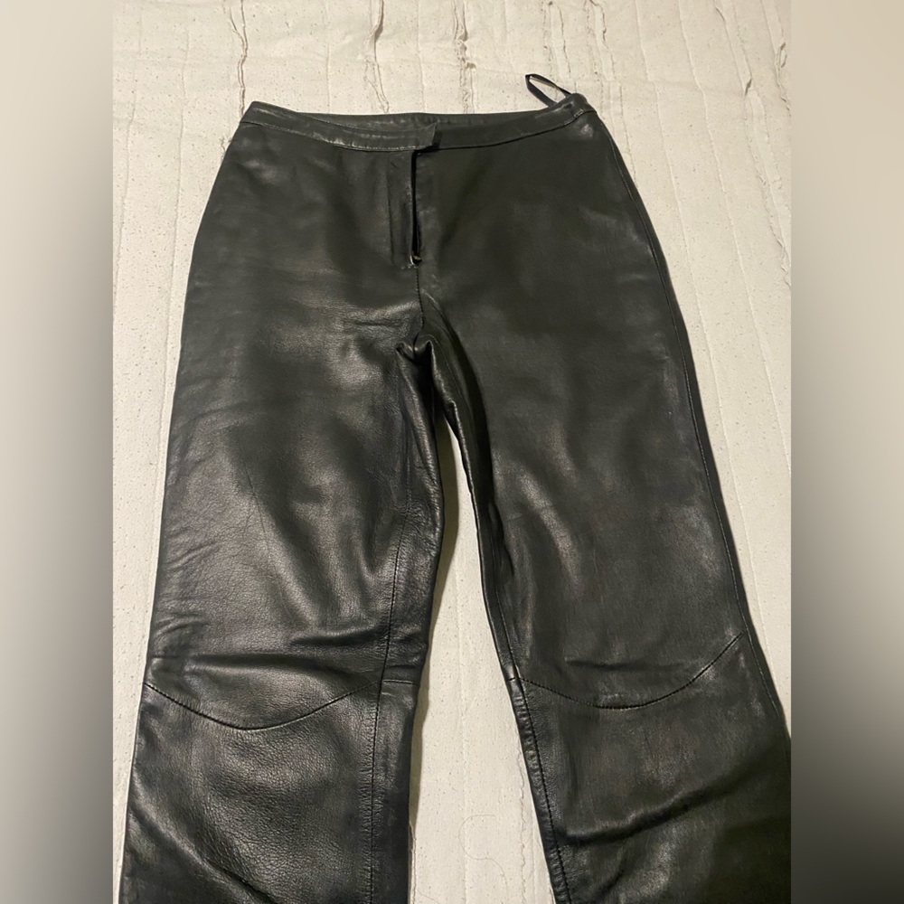 EXPRESS Vintage 90s Soft 100% Leather Italian LAMBSKIN Retro Bootcut Pants Sz 2